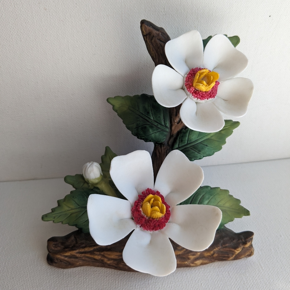 Vintage Magnolia Hand Painted Porcelain Bisque Figurine S-1